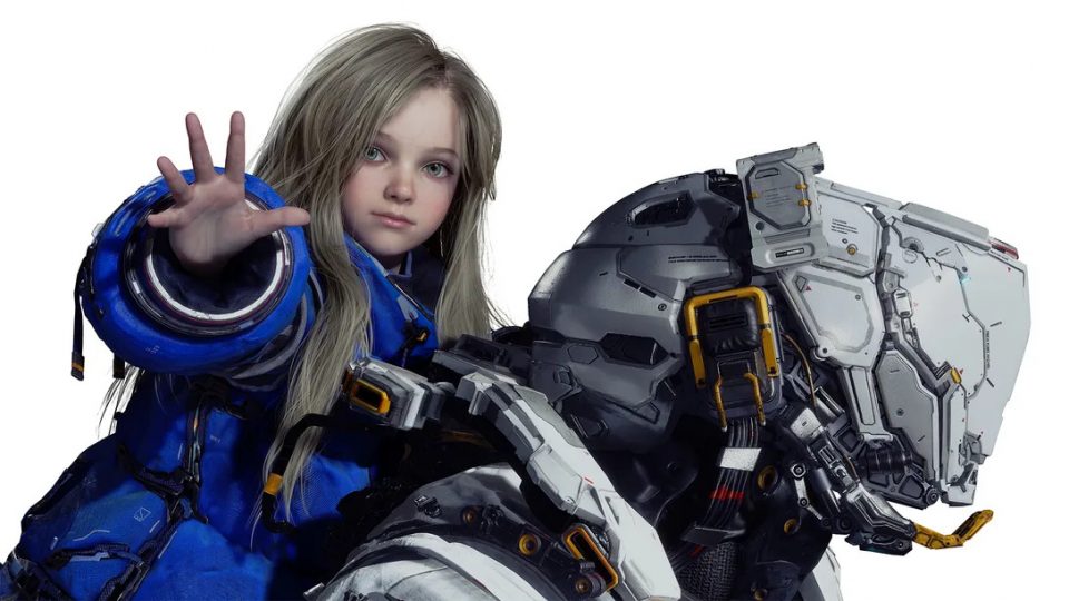 Key art for Capcom's 'Pragmata', featuring it's lead characters Diana and Hugh.