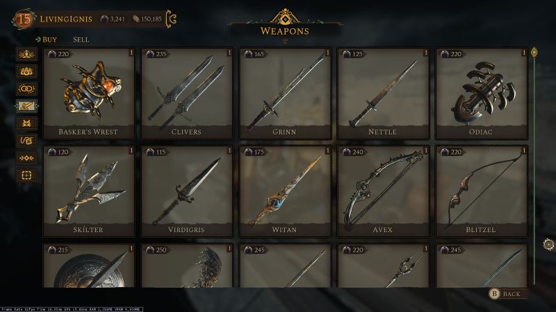 Soulframe Weapons Shop Screenshot