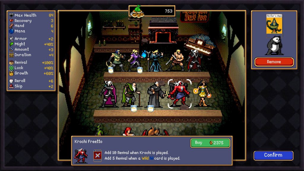 The Inn/Crawler Selection screen in Vampire Crawlers