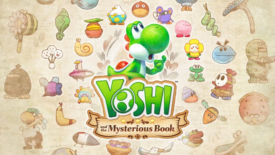 Key art for 'Yoshi and the Mysterious Book', a exploration-focused 2D platforming adventure.