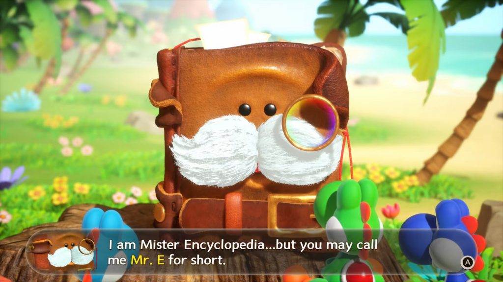 Mr. E introducing himself to the Yoshi crew in 'Yoshi and the Mysterious Book'.