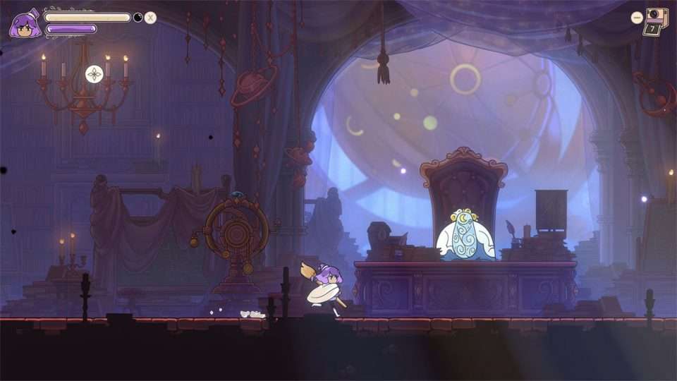 Constance exploring the Observatory area, seeing a friendly NPC along her travels.
