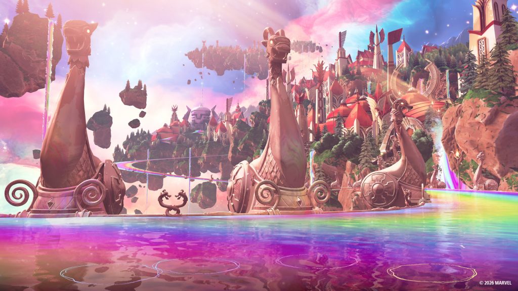 The new Asgard stage for 'MARVEL Tokon'! Featuring the stunning rainbow bridge and more, it's an area that's hype to fight on.