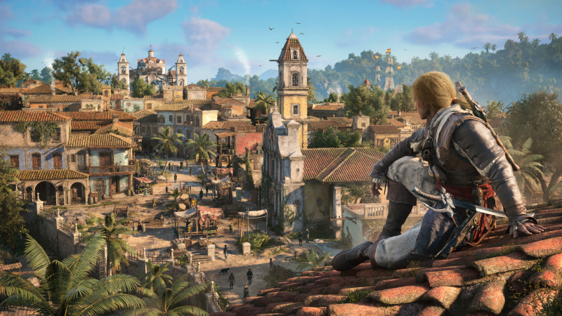 Edward Kenway looking over a city in Assassin's Creed Black Flag Resynced