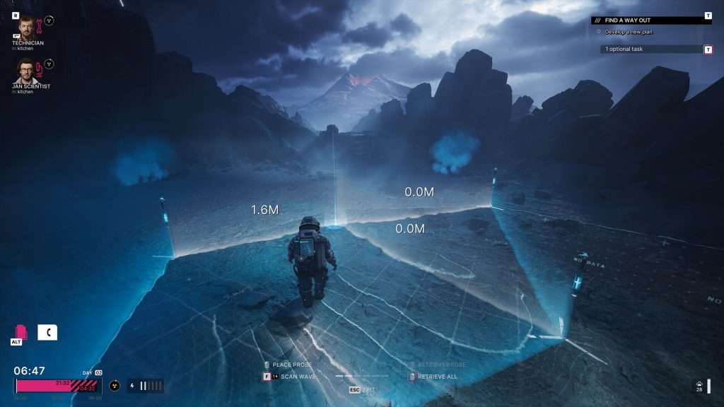 Screenshot of the player scanning the planet for resources