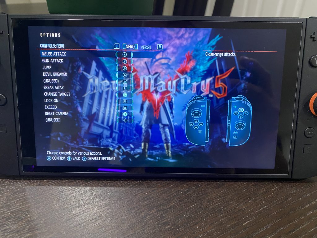 Highlighting the rare ability for full controller remapping in DMC V on Switch 2, something not common in console games.