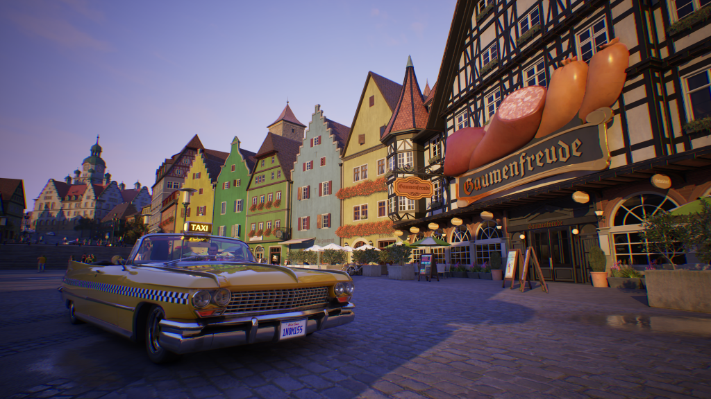 The Germany location in 'Crazy Taxi: World Tour', passing by one of the major landmarks.