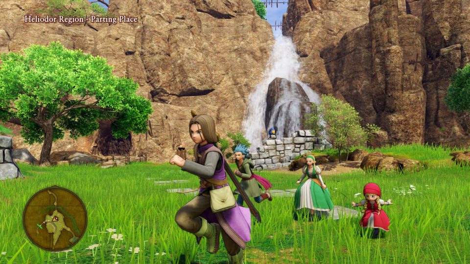 The protagonist and his party venturing across the Heliodor Region in 'Dragon Quest XI'.