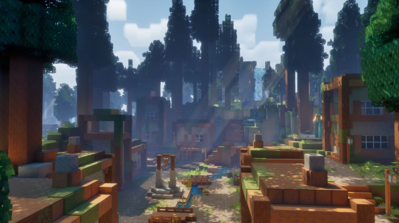 Forest Town Shot of the Overworld in Minecraft Dungeons 2