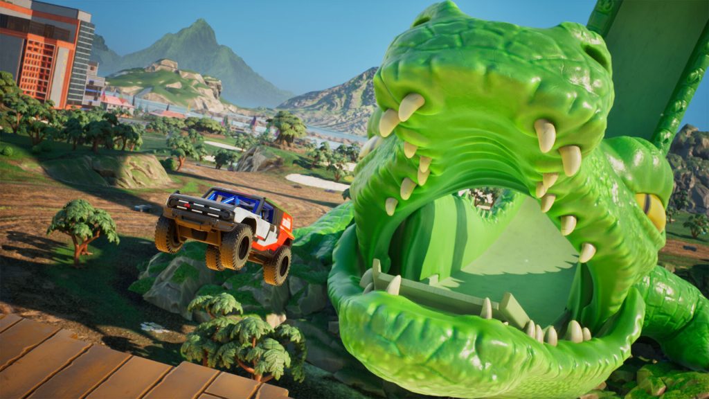 Jumping out of a massive loop-de-loop, each Island Open Zone features sick race tracks to speed through.