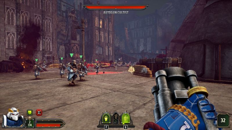Boltgun 2 frag canon with allies in city