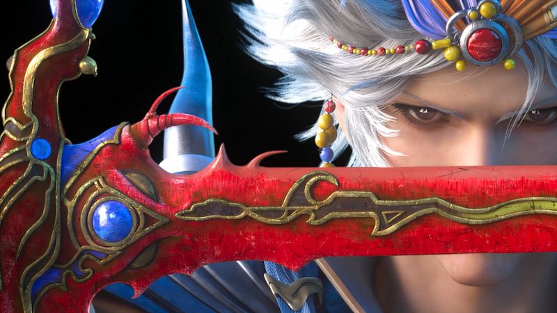 Final Fantasy Resonance Up close shot of character with red sword