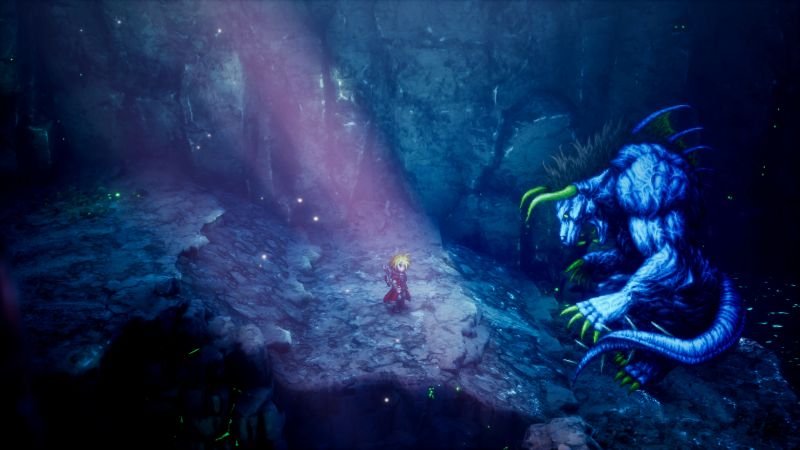 Final Fantasy Resonance hero fighitng demon in cave