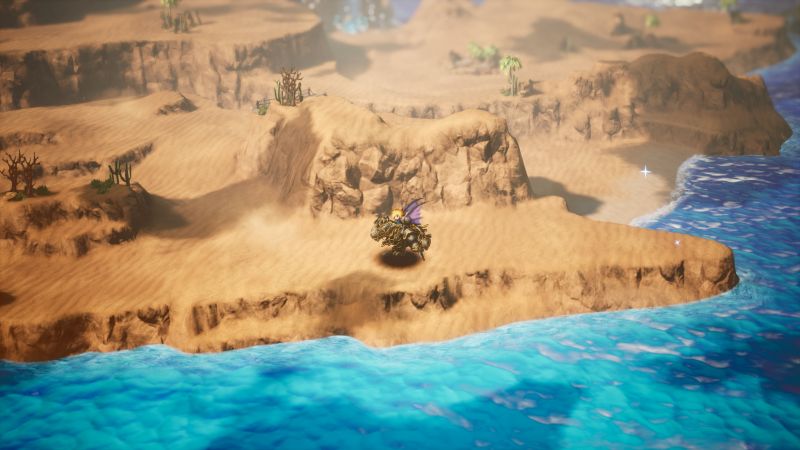 Final Fantasy Resonance world map in sand near sea