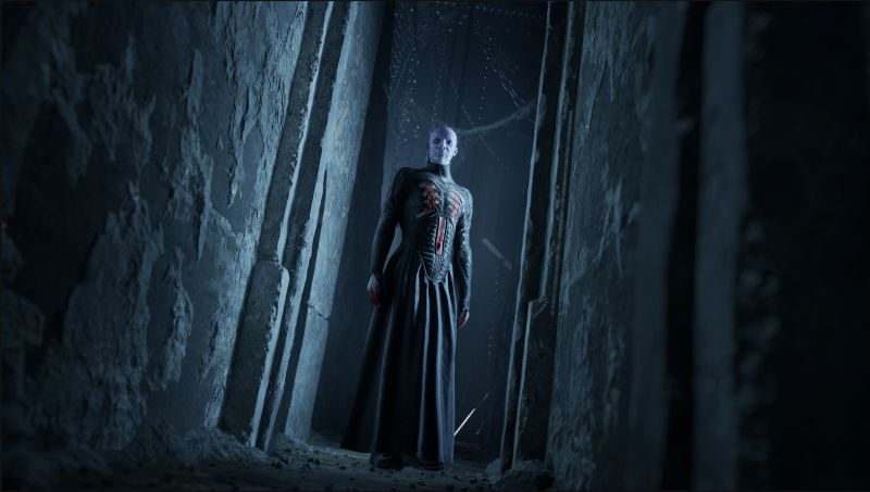 Hellraiser Revival Pinhead in dark corridor