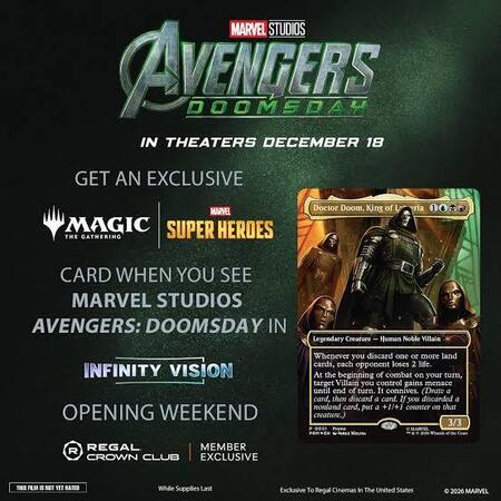 Promotional Dr Doom Poster from Regal Cinemas showing off the Dr Doom Card
