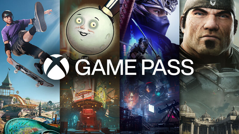Game Pass BAnner with Tony Hawk, Outerworlds, Ninja Gaiden, and MArcus